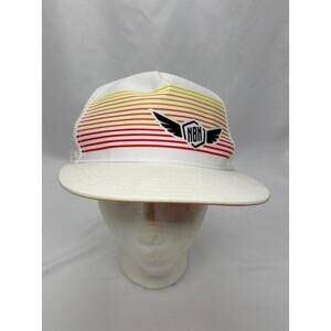 New Balance Run Performance Hat Cap White Stripe Strapback Adjustable RunningNWT